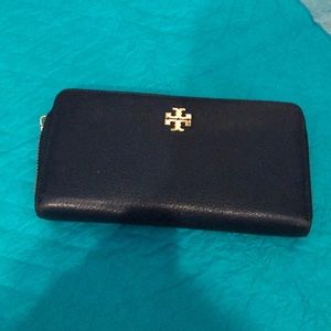 Tory Burch navy leather continental wallet